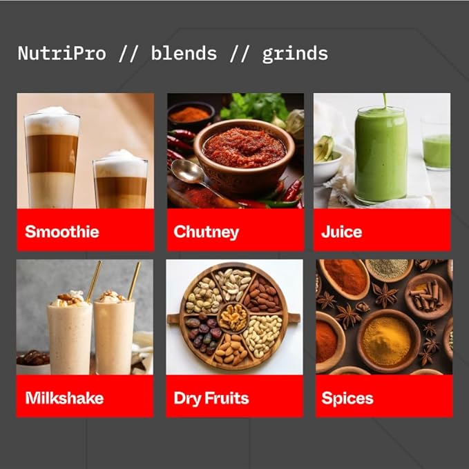 NutriPro Juicer Mixer Grinder - Smoothie Maker - 500 Watts (2 Jars & 1 Blade, Silver)